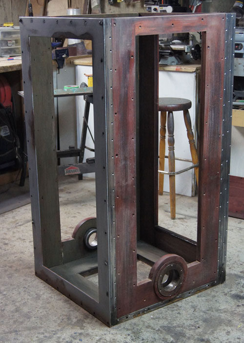 The frame with the panels and glass removed.